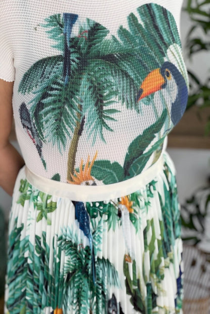 Conjunto top y falda plisada