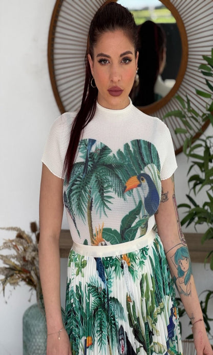 Conjunto top y falda plisada