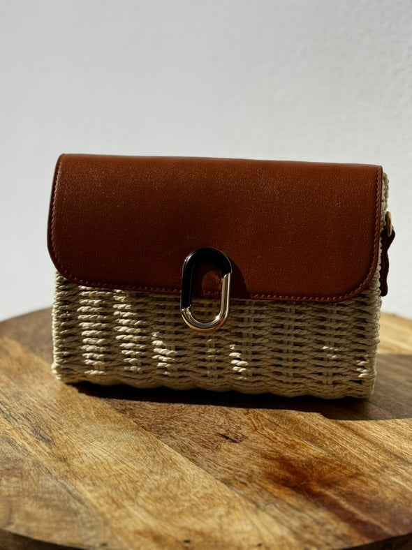 Bolso bandolera efecto rafia