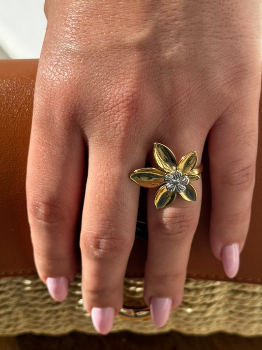 Anillo bicolor flor