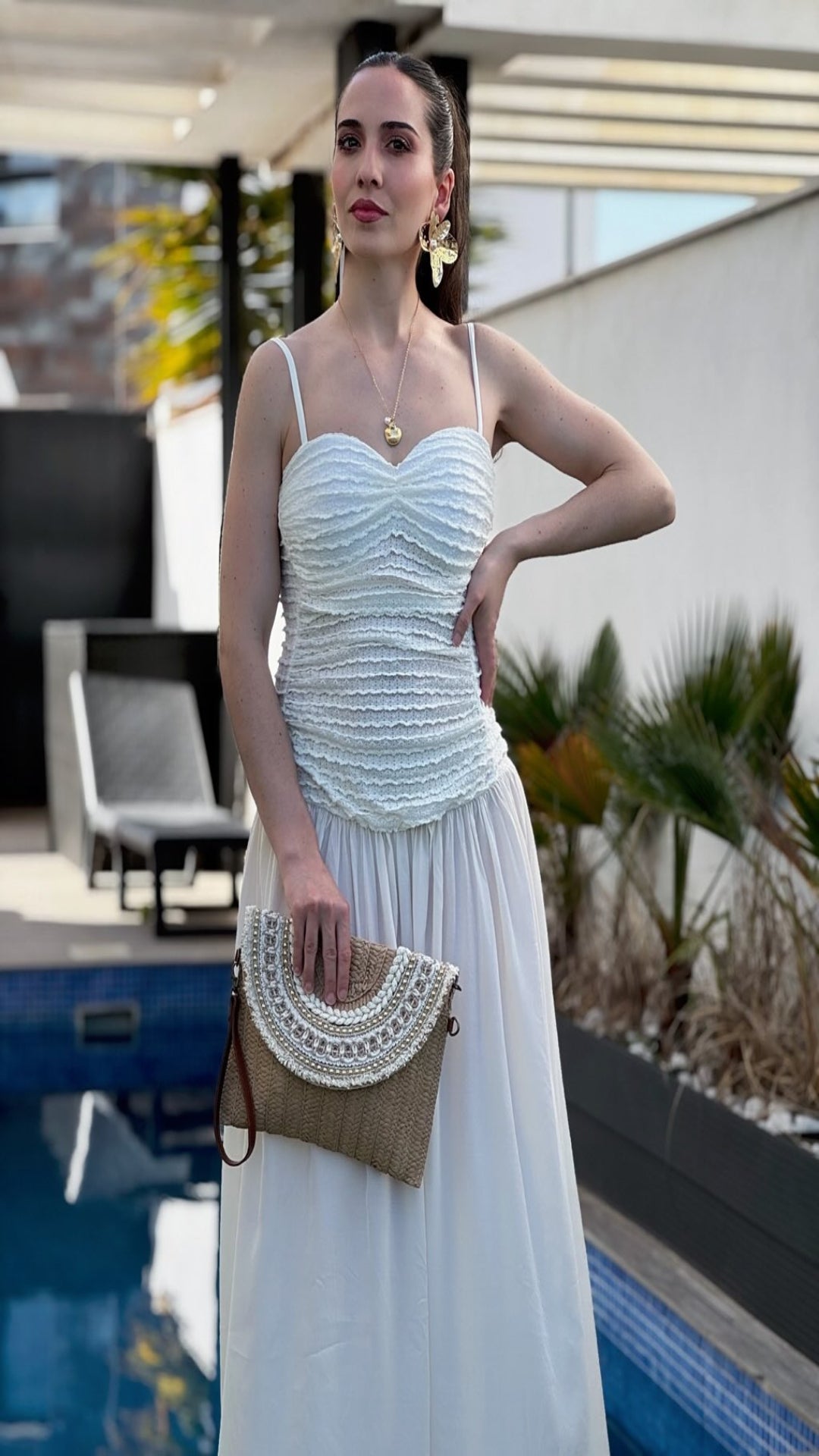 Vestido largo combinado