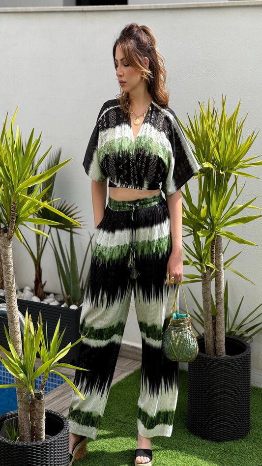 Conjunto top kimono y pantalón degradado