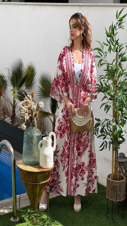 Kimono estampado cinturón