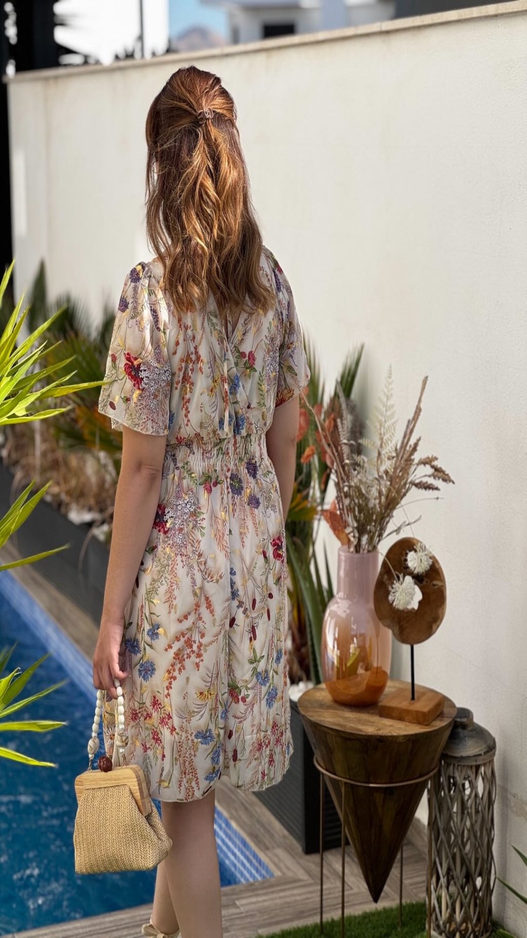 Vestido estampado manga corta