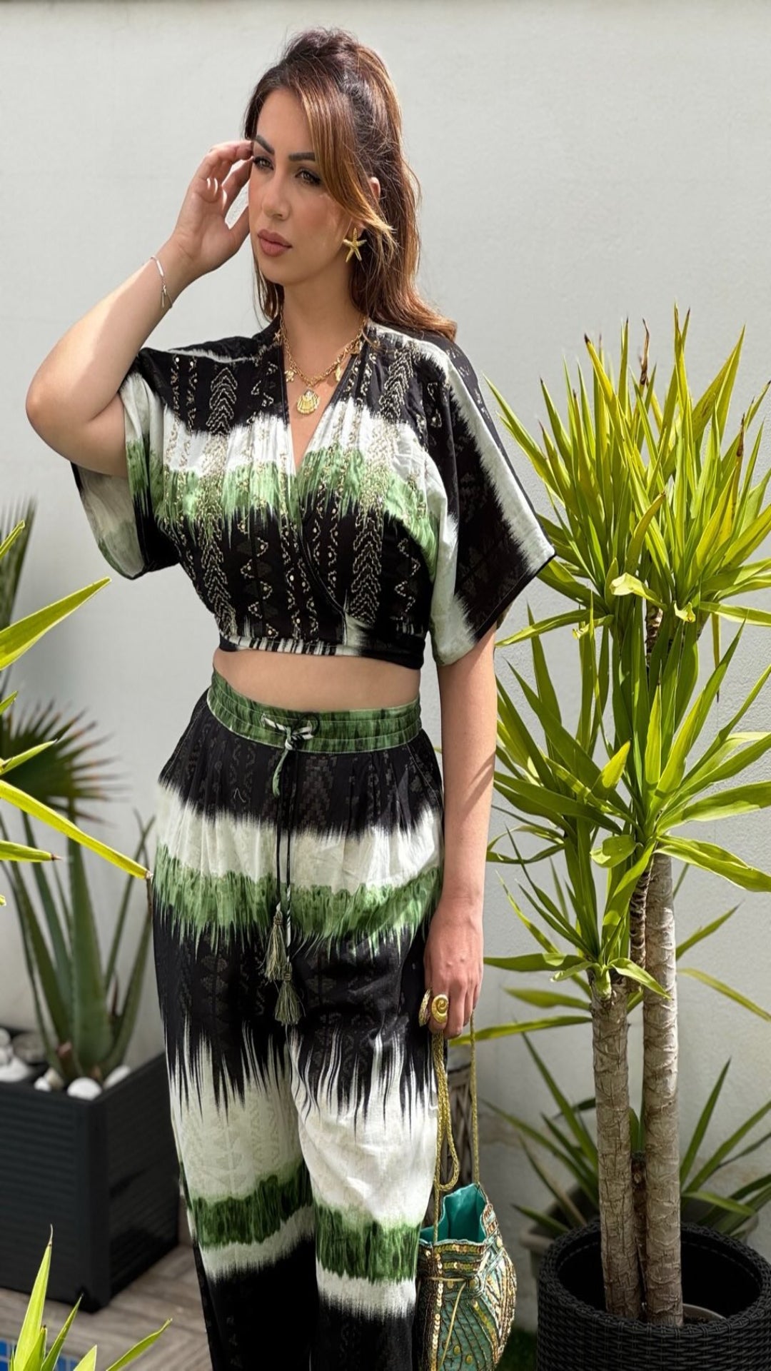 Conjunto top kimono y pantalón degradado
