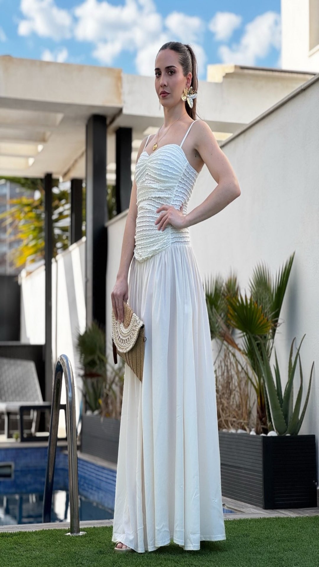 Vestido largo combinado