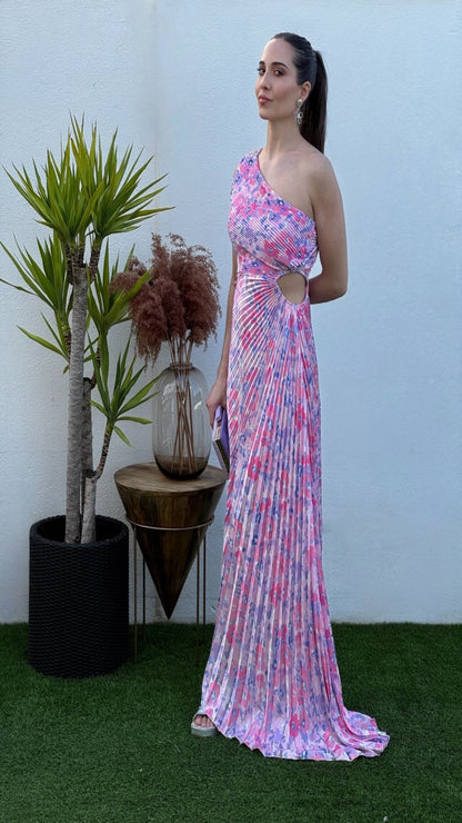 Vestido largo asimétrico cut out