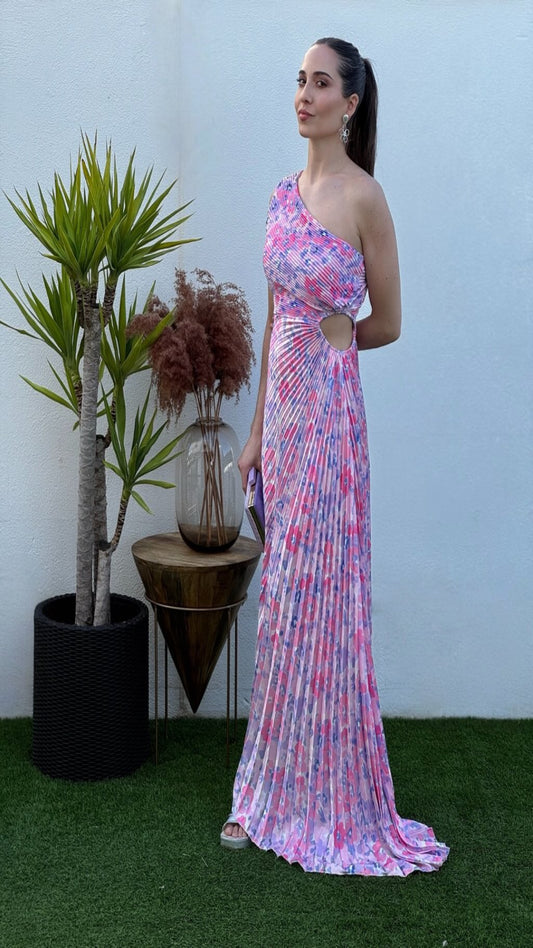 Vestido largo asimétrico cut out