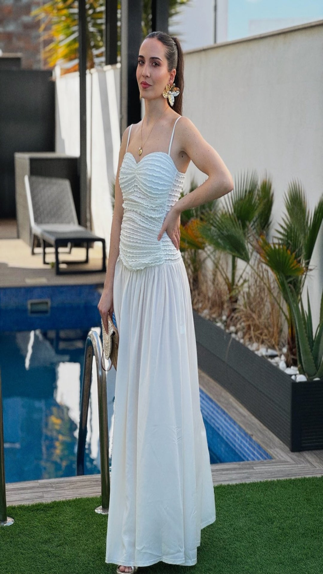 Vestido largo combinado