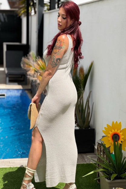 Vestido plateado punto