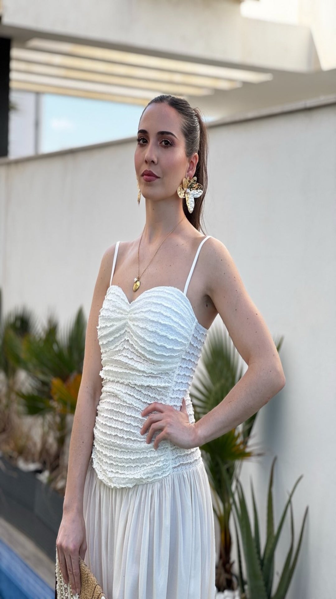 Vestido largo combinado