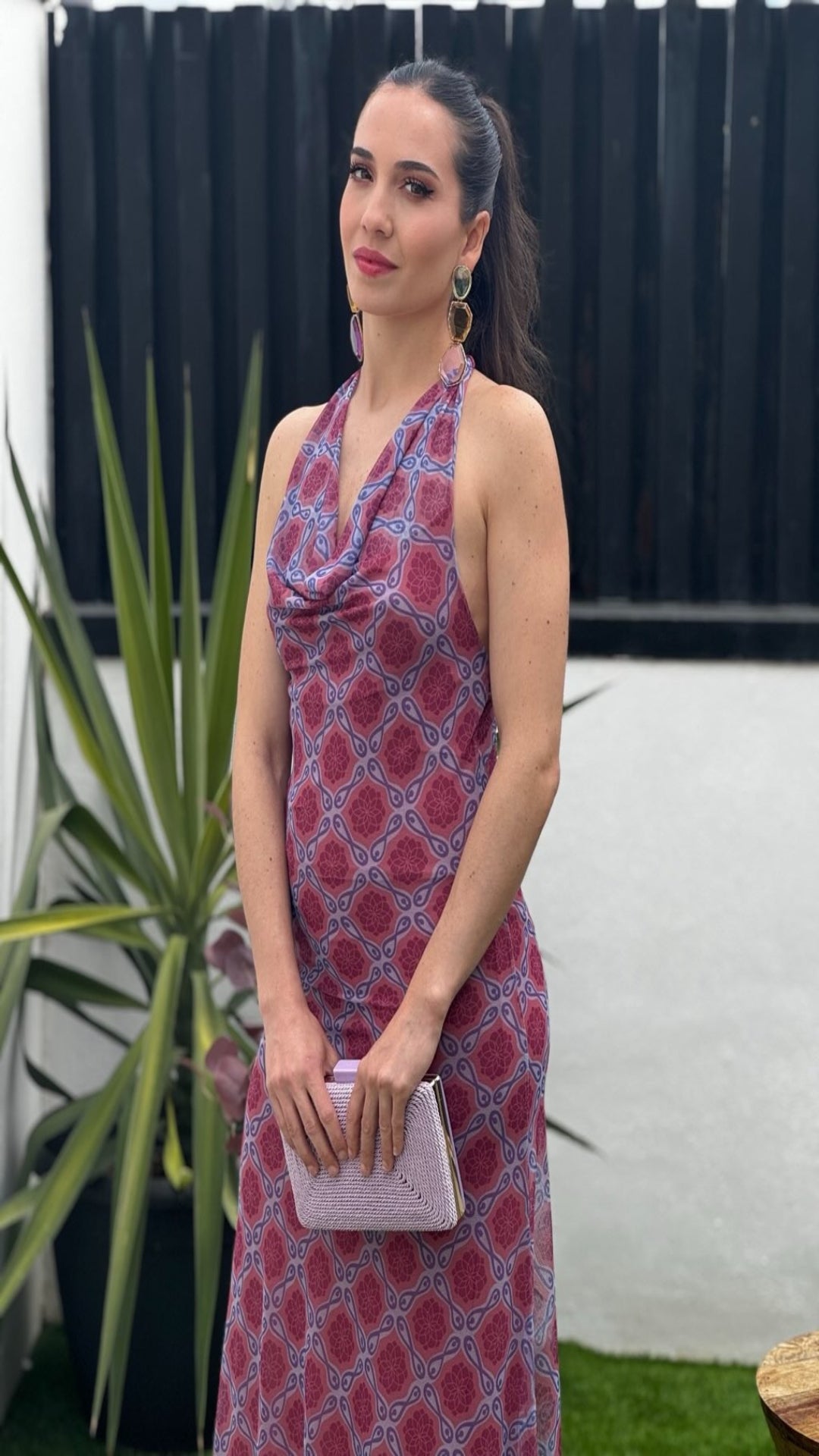 Vestido foulard tul estampado