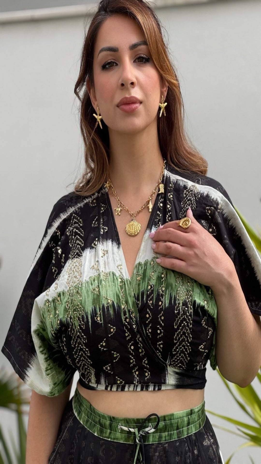 Conjunto top kimono y pantalón degradado