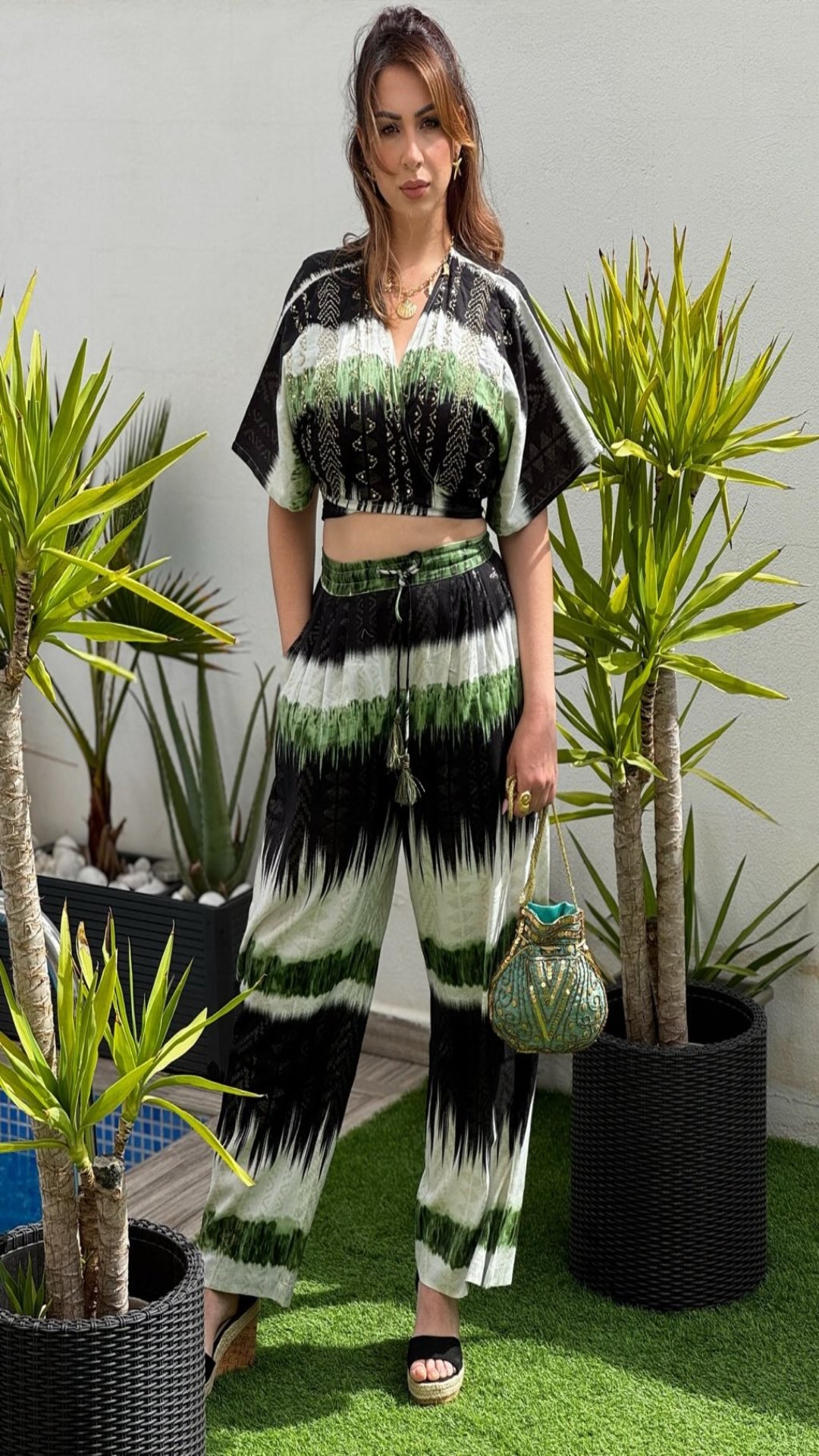 Conjunto top kimono y pantalón degradado