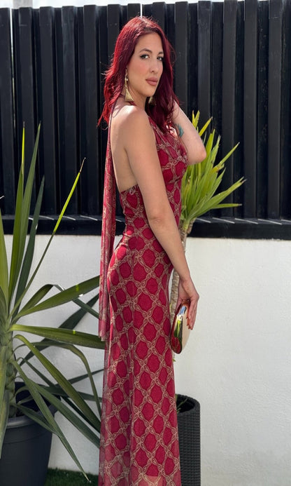 Vestido foulard tul estampado