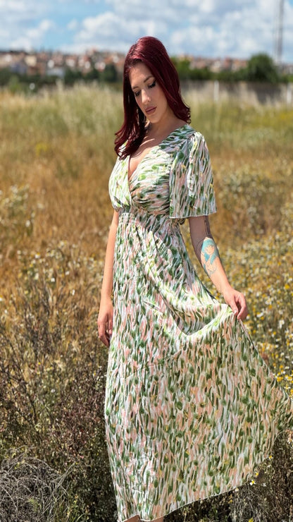 Vestido estampado satinado