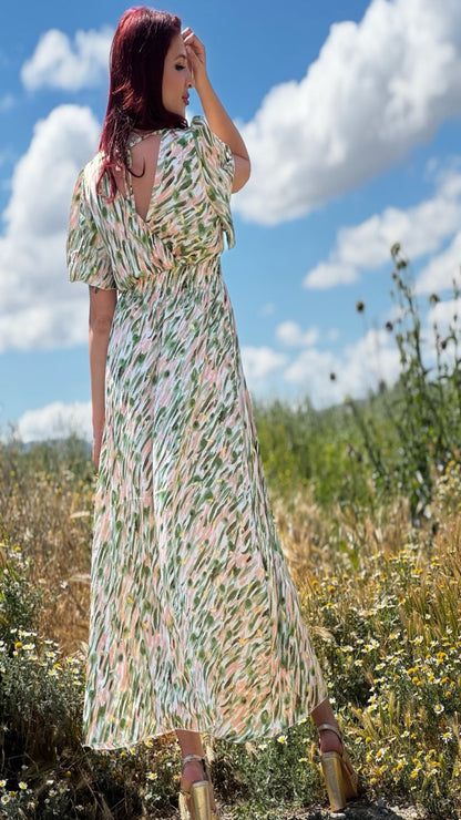 Vestido estampado satinado