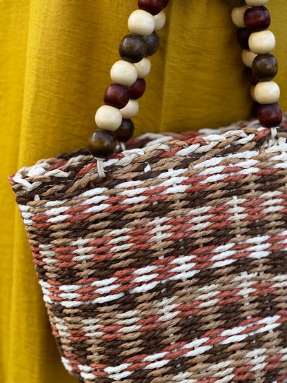 Bolso rafia abalorios