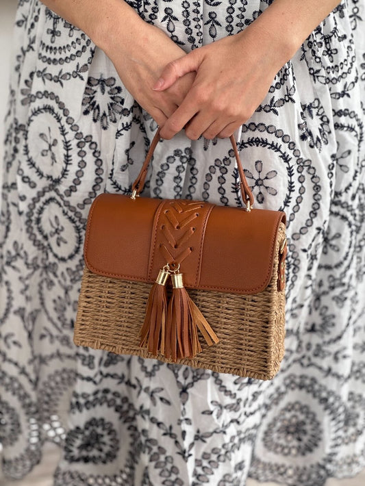 Bolso bandolera efecto rafia