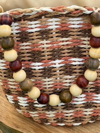 Bolso rafia abalorios