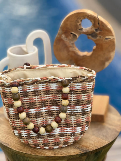 Bolso rafia abalorios