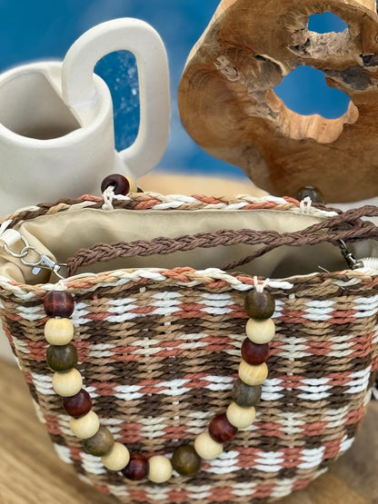 Bolso rafia abalorios