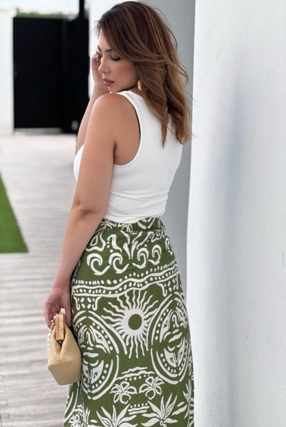 Falda pareo estampada