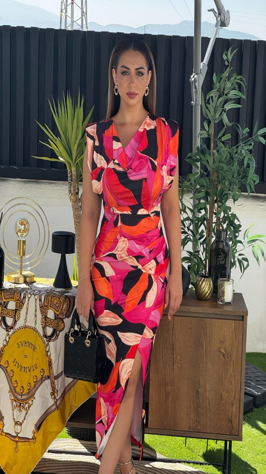 Vestido midi hombreras