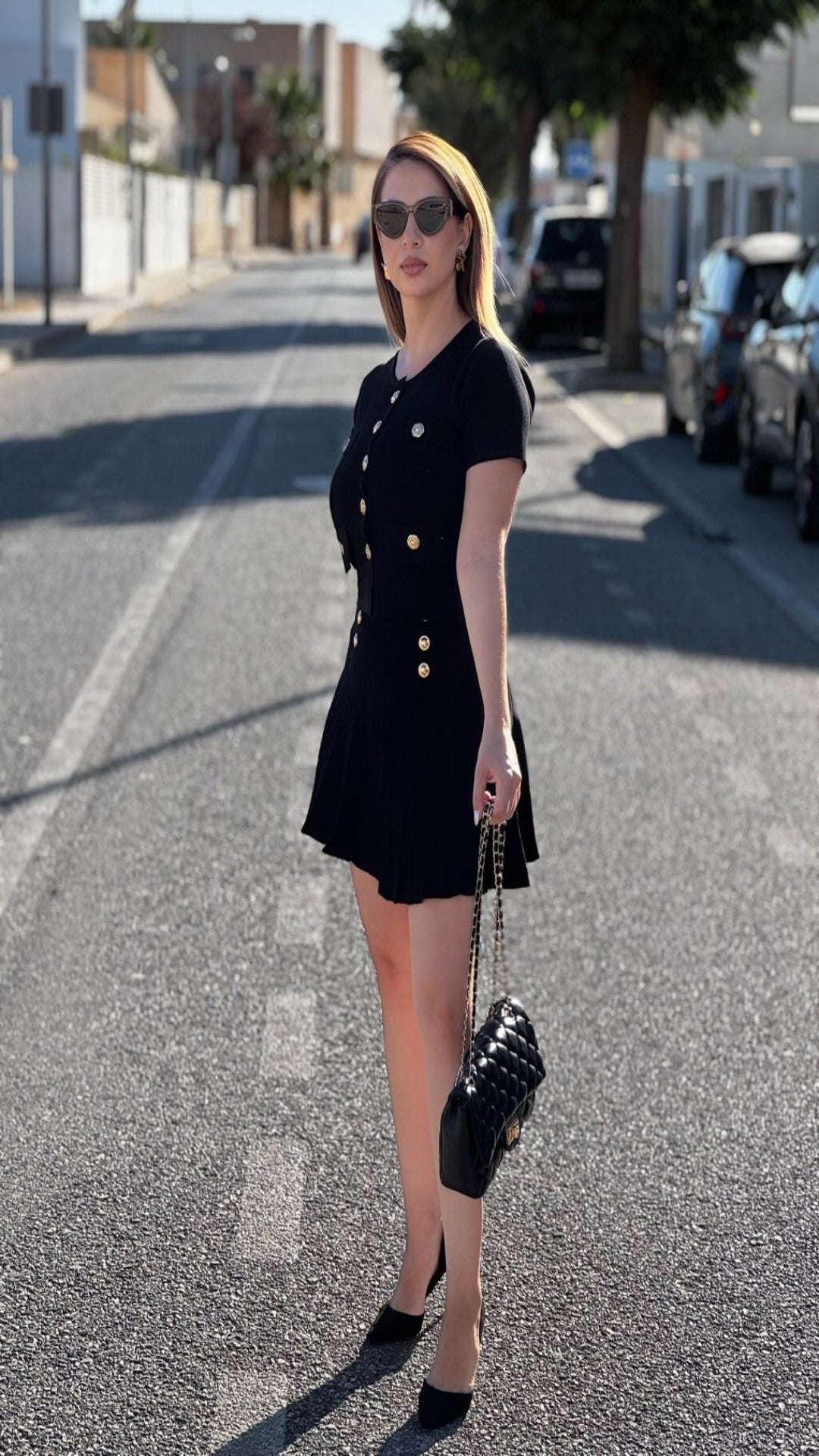 Conjunto top y falda de punto