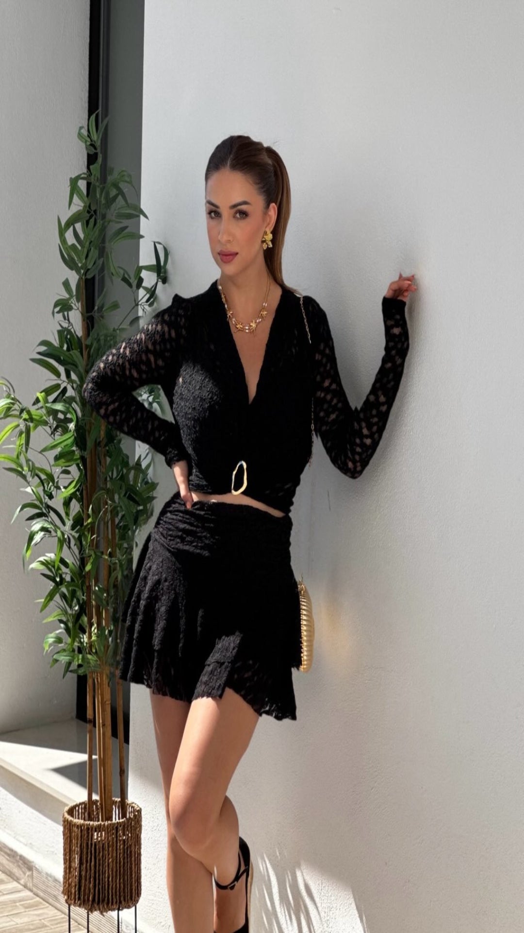 Conjunto encaje con hebilla