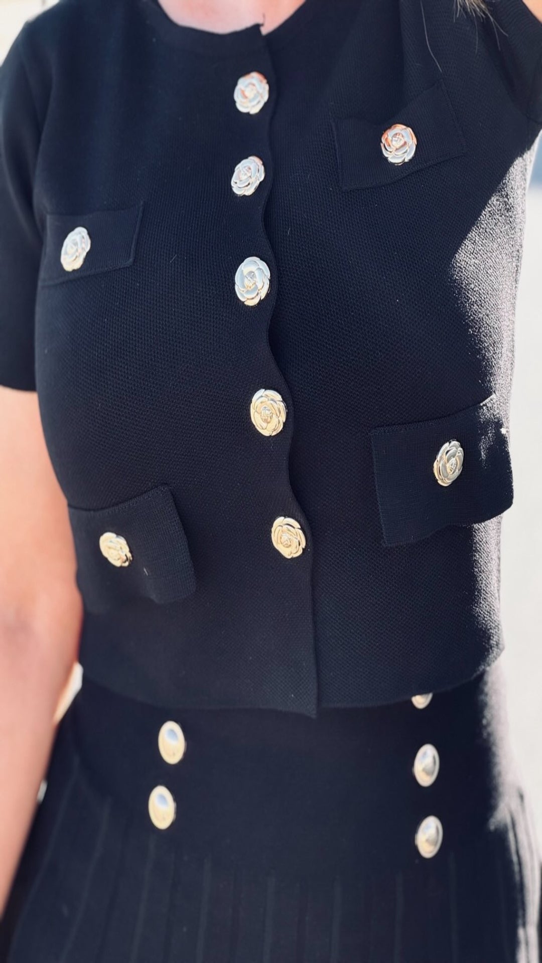 Conjunto top y falda de punto
