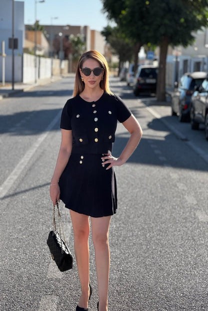 Conjunto top y falda de punto