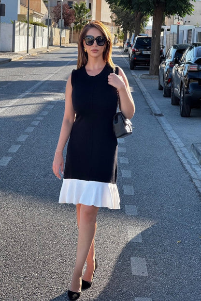 Vestido punto con volantes