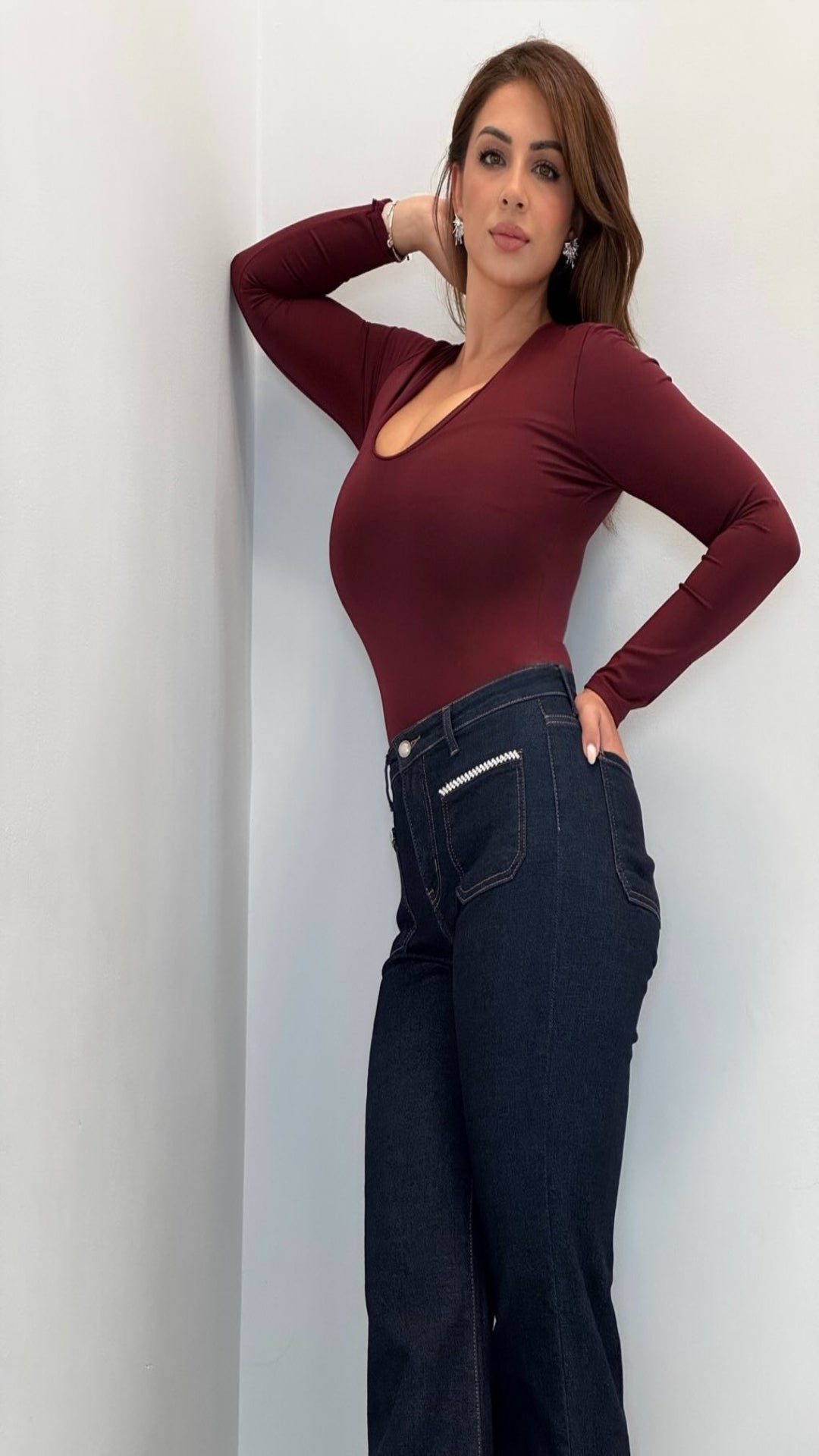 Jeans flare tiro medio