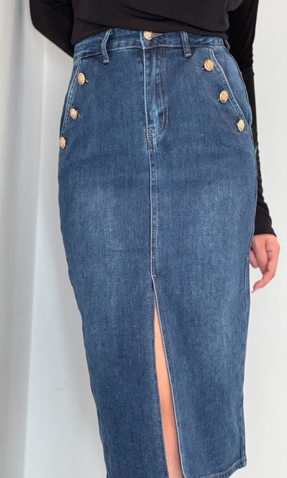 Falda jeans con botones