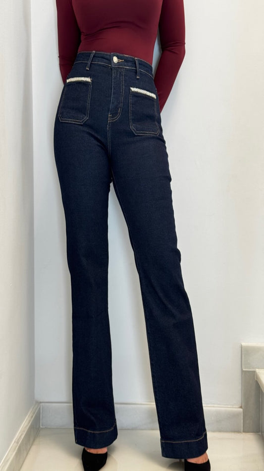 Jeans flare tiro medio