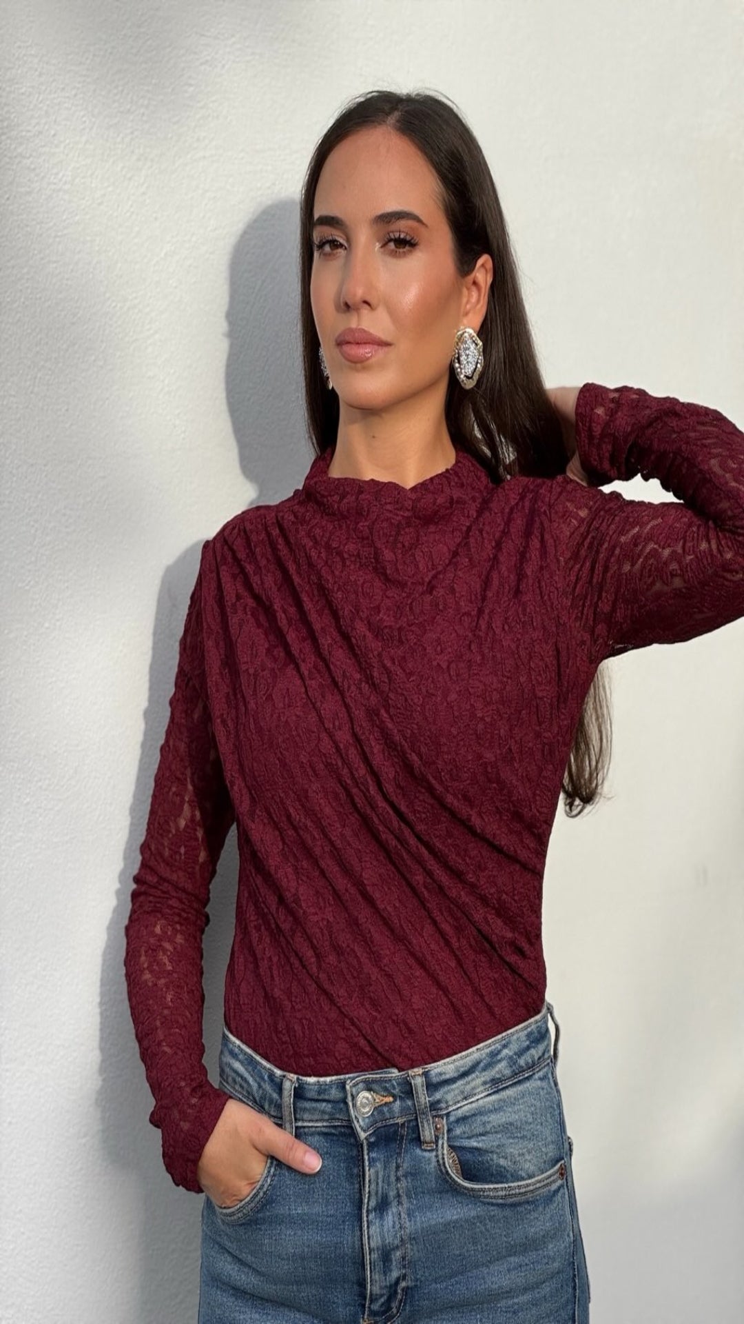 Body encaje drapeado