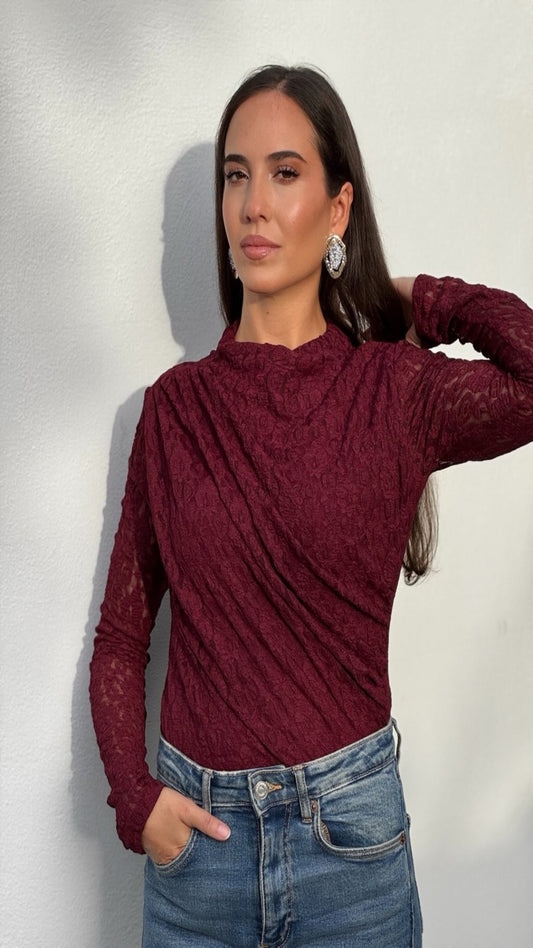 Body encaje drapeado