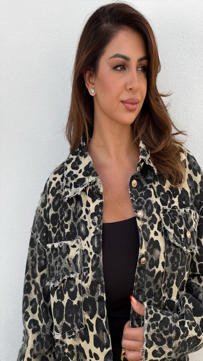Sobrecamisa denim  oversize  animal print