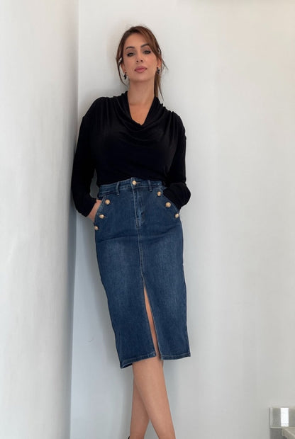 Falda jeans con botones