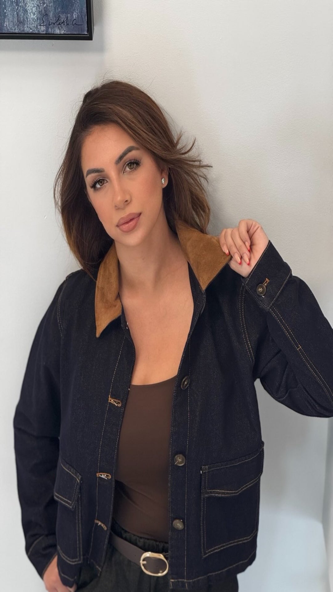 Cazadora denim solapa ante