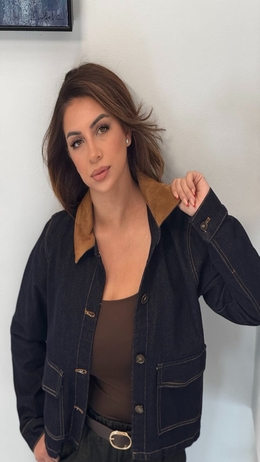 Cazadora denim solapa ante