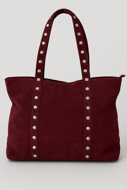 Bolso shopper efecto ante con tachuelas