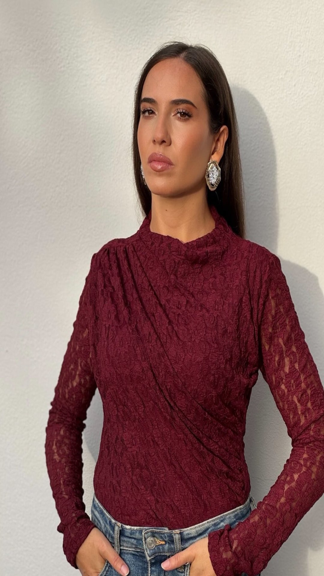 Body encaje drapeado