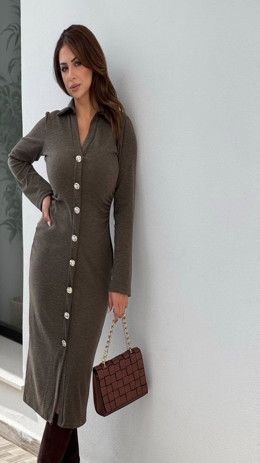Vestido punto botones