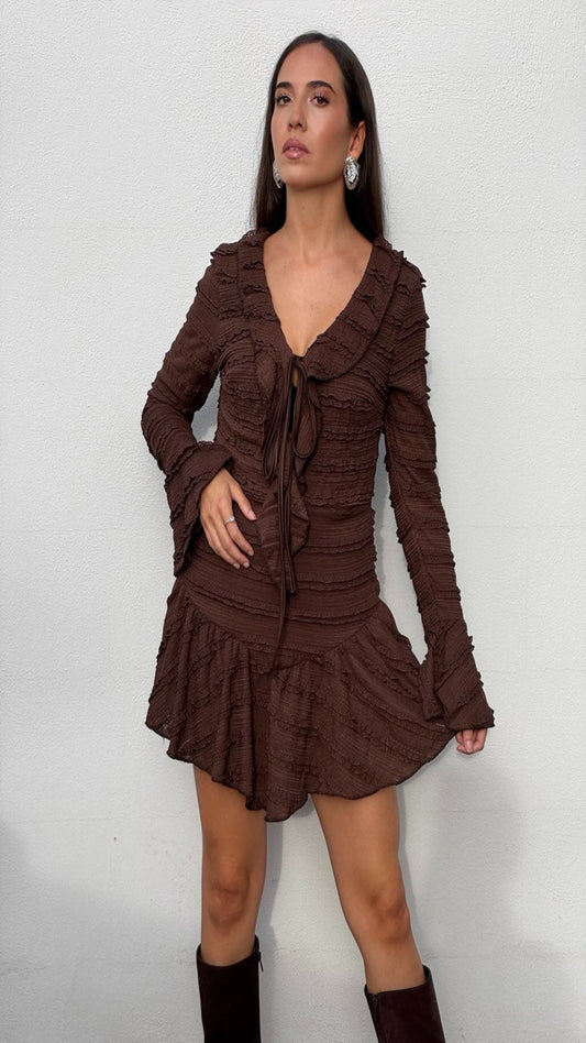 Vestido corto volantes