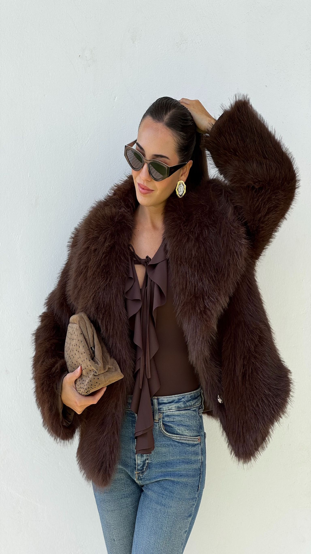 Cazadora corta efecto pelo