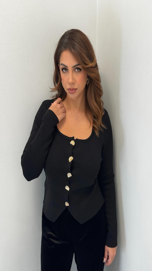 Chaqueta punto botón dorado