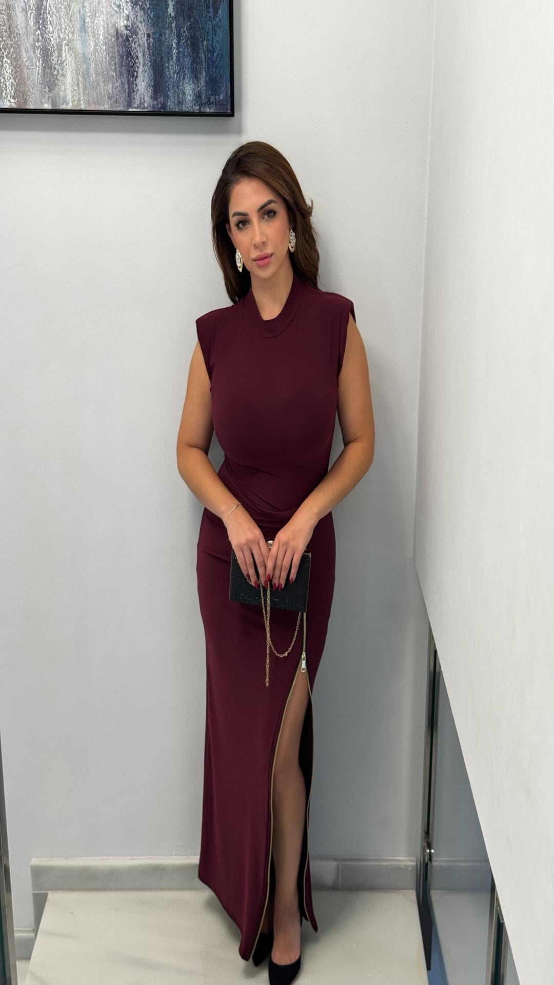 Vestido hombreras con cremallera