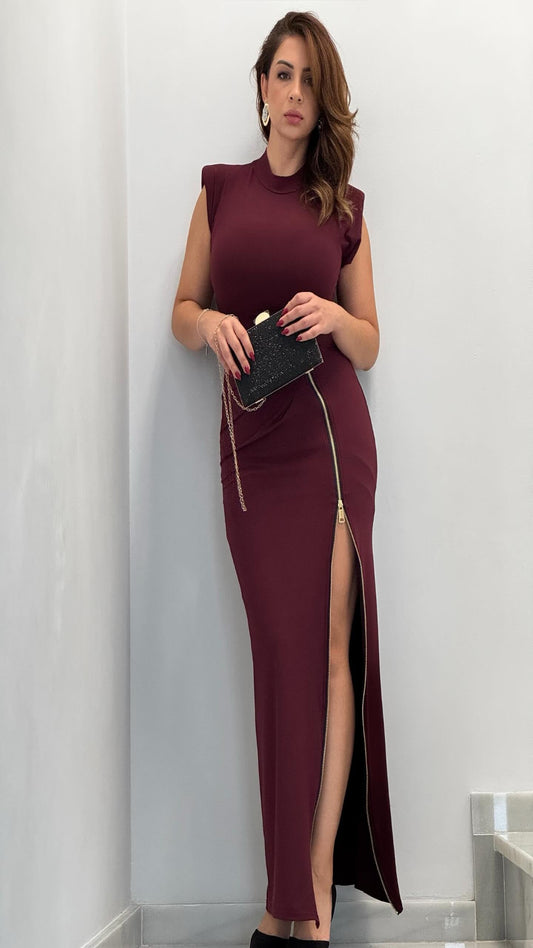 Vestido hombreras con cremallera